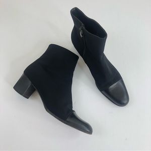 Salvatore Ferragamo Black Cap Toe Nylon Leather Booties Size US 8
